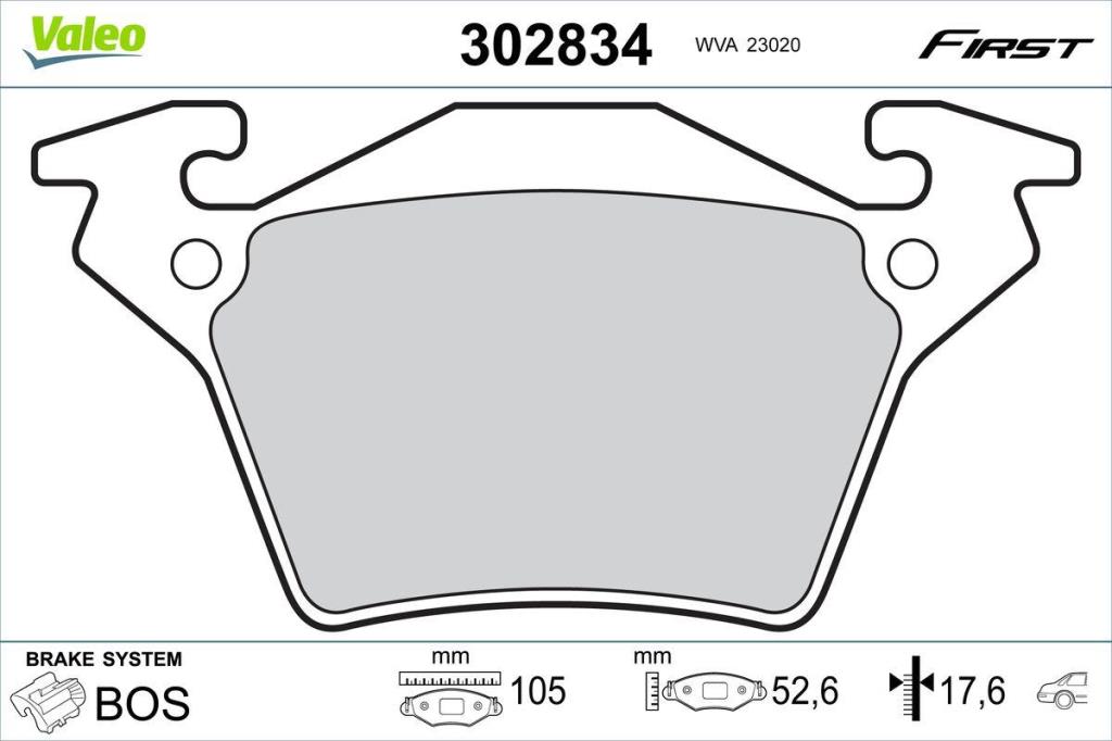 Jogo de 4 pastilhas de travão VALEO ref. 302834